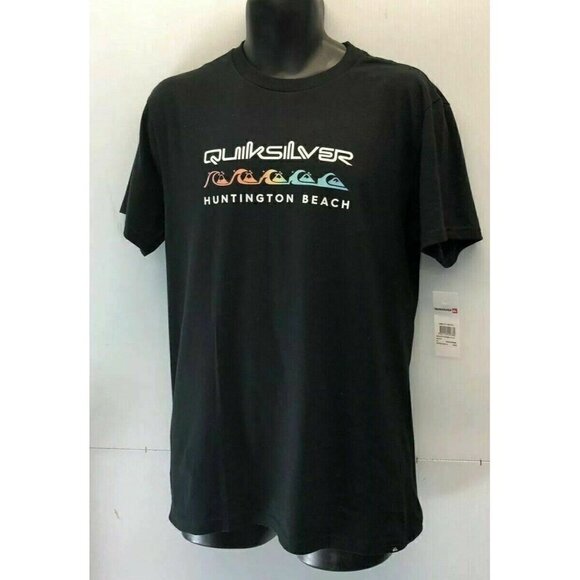 Quiksilver Men's Huntington Beach Black Graphic Tee Size M  A8 - Picture 3 of 10